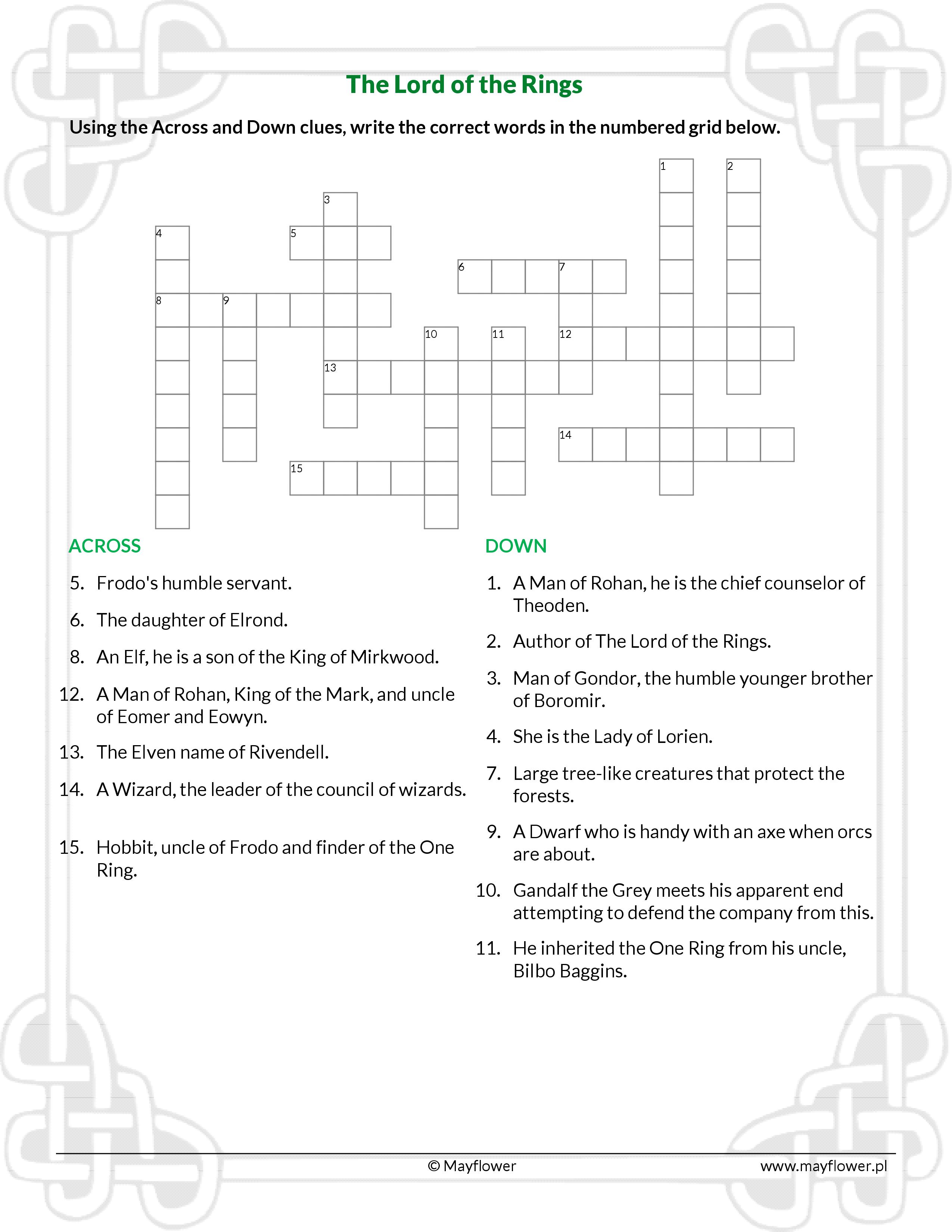 Tolkien Tree Creature Crossword prntbl concejomunicipaldechinu gov co